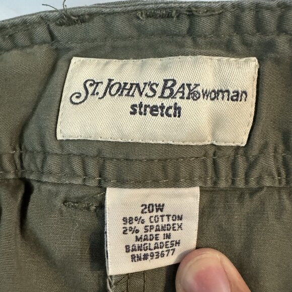 St. John's Bay Skirt Skort 20W Army Green Utility Pockets Cotton Stretch - Picture 7 of 9